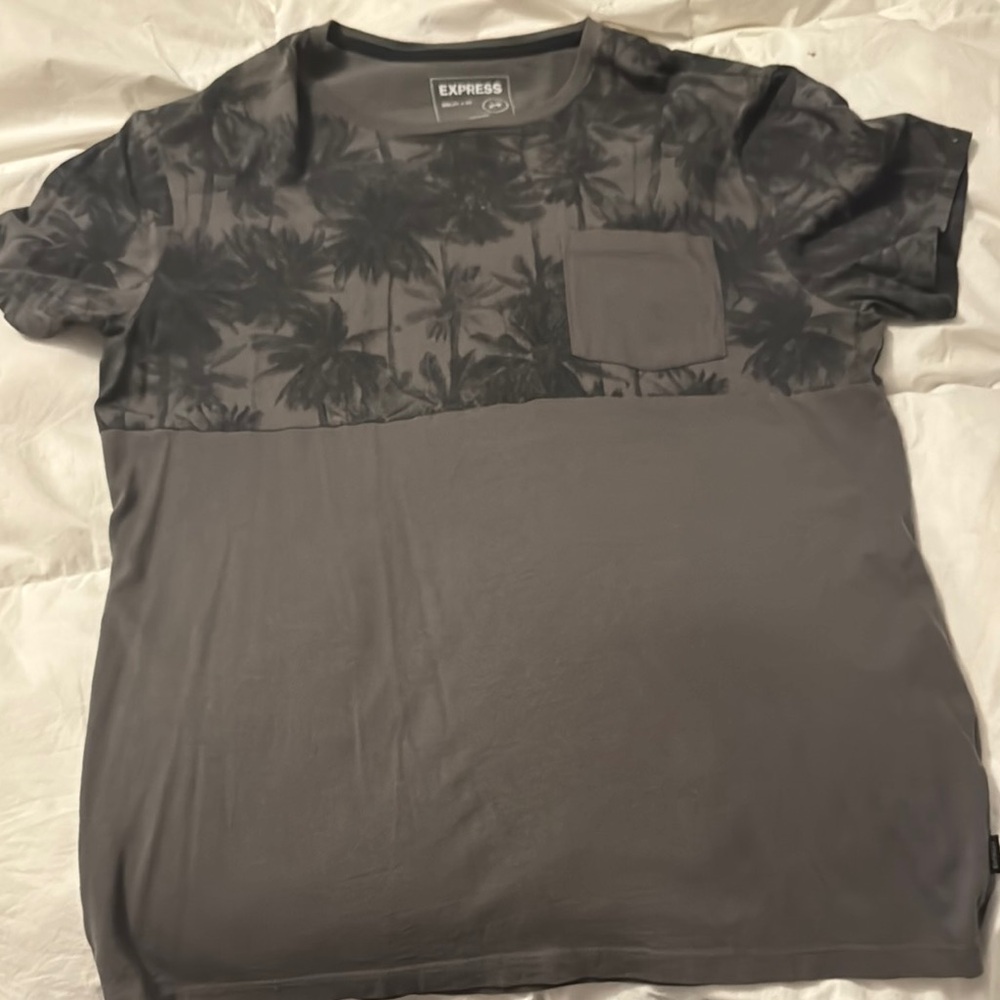 Express Men's Gray Palm Print Shirt
